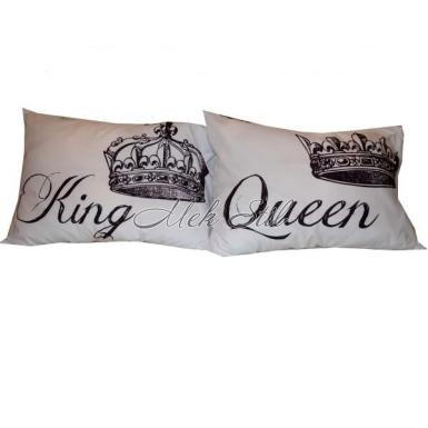 Спално бельо   3D калъфки за възглавници  3D калъфки - Крал и Кралица